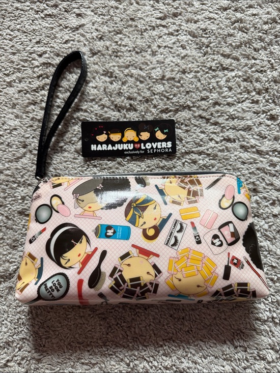 Harajuku Lovers Handbags - Harajuku Lovers Pink Multicolor Cosmetic Wristlet with Black Strap